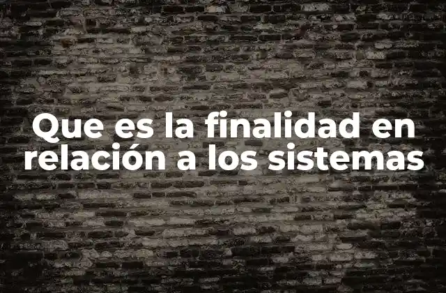 Que es la Finalidad en Relación a los Sistemas