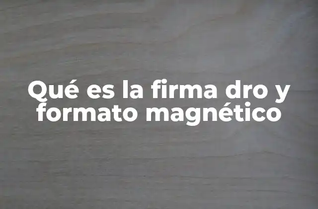 Qué es la Firma Dro y Formato Magnético