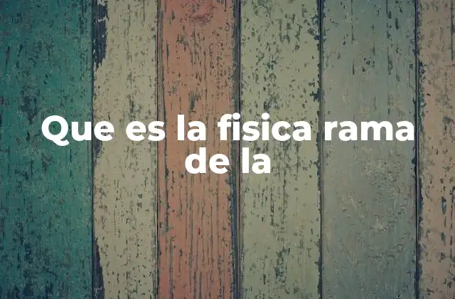 Que es la Fisica Rama de la