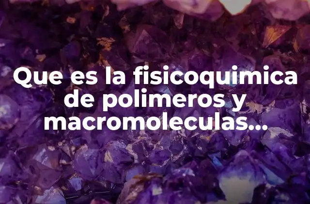 Que es la Fisicoquimica de Polimeros y Macromoleculas Definicion
