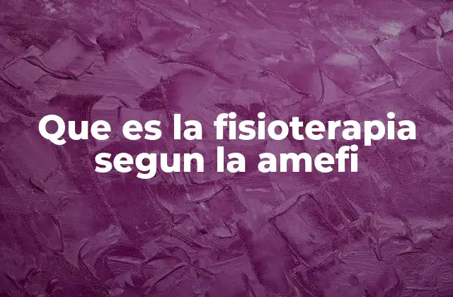 Que es la Fisioterapia Segun la Amefi