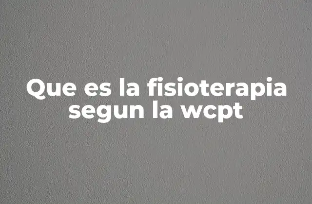 Que es la Fisioterapia Segun la Wcpt