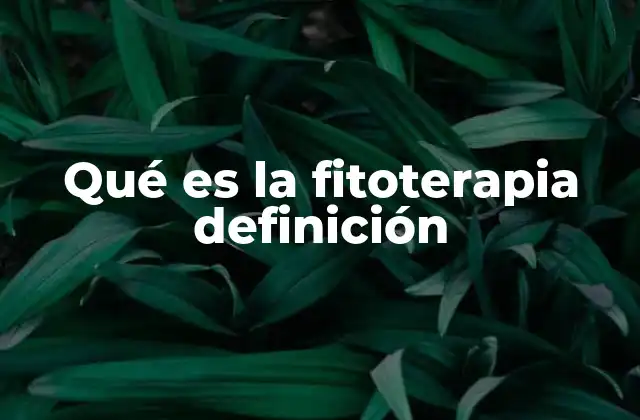 Qué es la Fitoterapia Definición