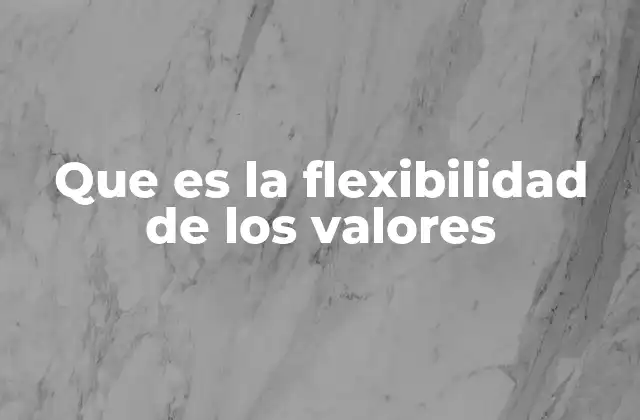 Que es la Flexibilidad de los Valores