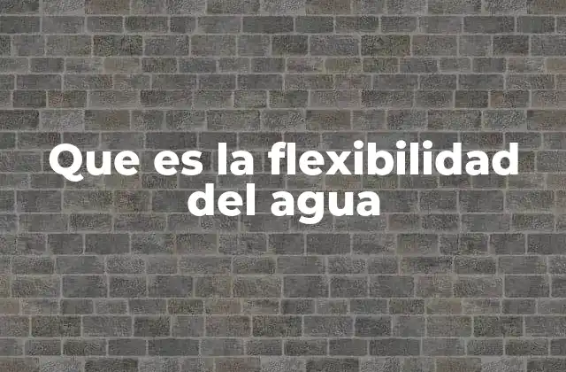Que es la Flexibilidad Del Agua