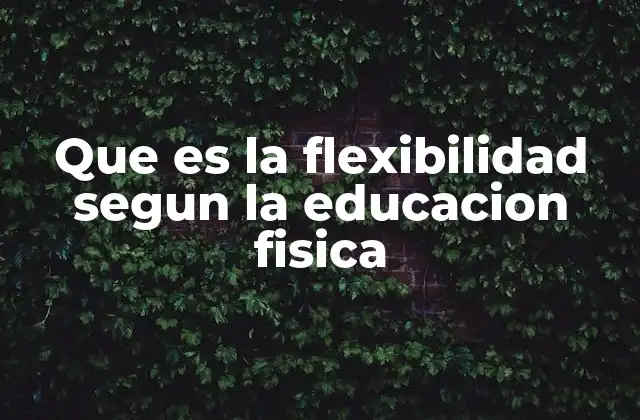 Que es la Flexibilidad Segun la Educacion Fisica