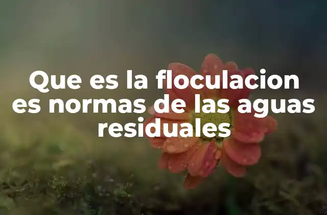 Que es la Floculacion es Normas de las Aguas Residuales