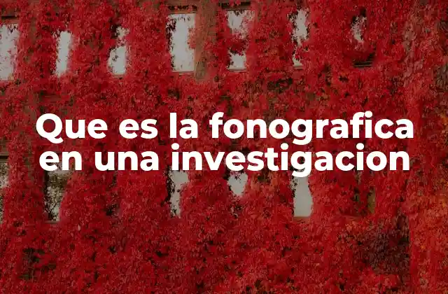 Que es la Fonografica en una Investigacion
