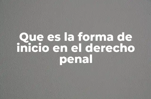 Que es la Forma de Inicio en el Derecho Penal