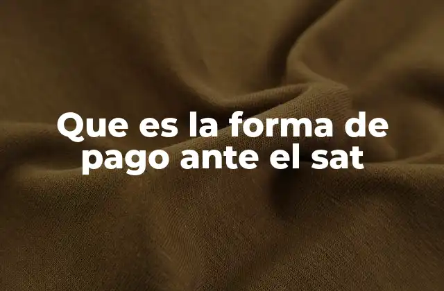 Que es la Forma de Pago ante el Sat