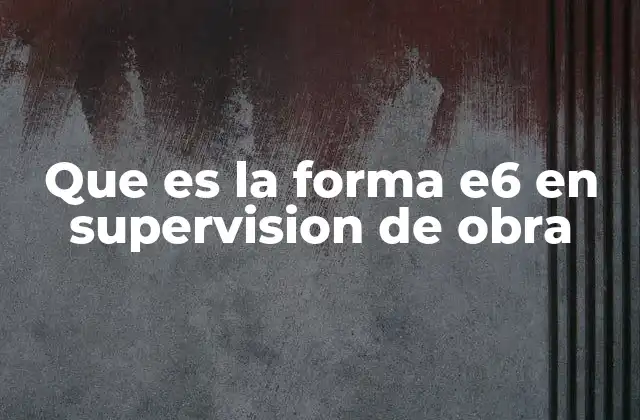Que es la Forma E6 en Supervision de Obra