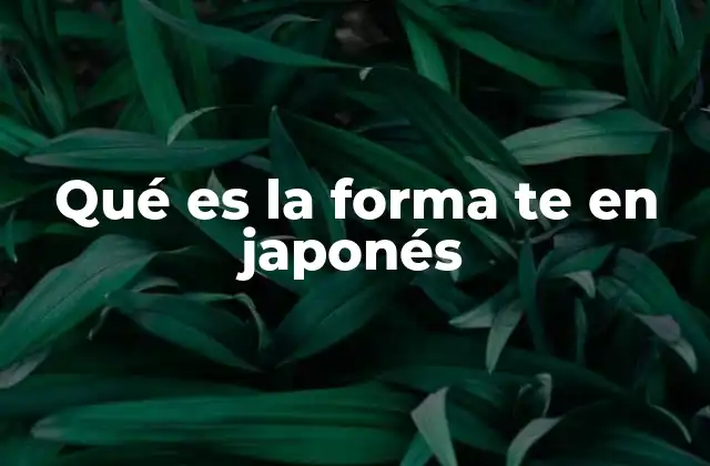 Qué es la Forma Te en Japonés