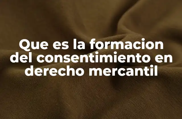 Que es la Formacion Del Consentimiento en Derecho Mercantil