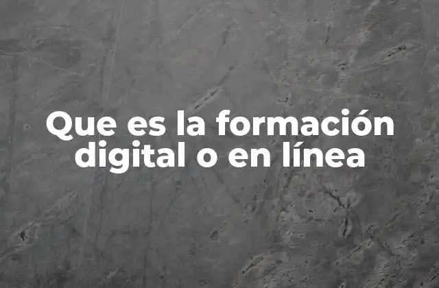 Que es la Formación Digital o en Línea
