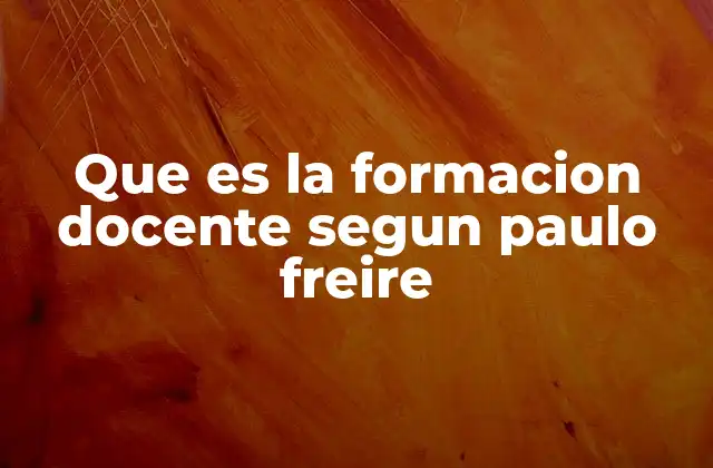Que es la Formacion Docente Segun Paulo Freire
