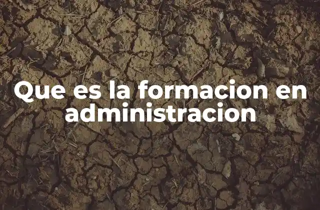 Que es la Formacion en Administracion