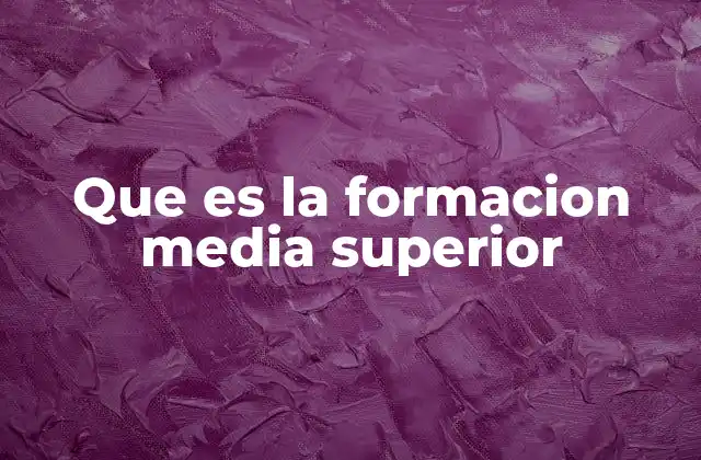 Que es la Formacion Media Superior