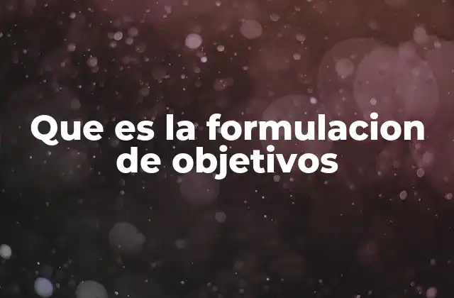 Que es la Formulacion de Objetivos