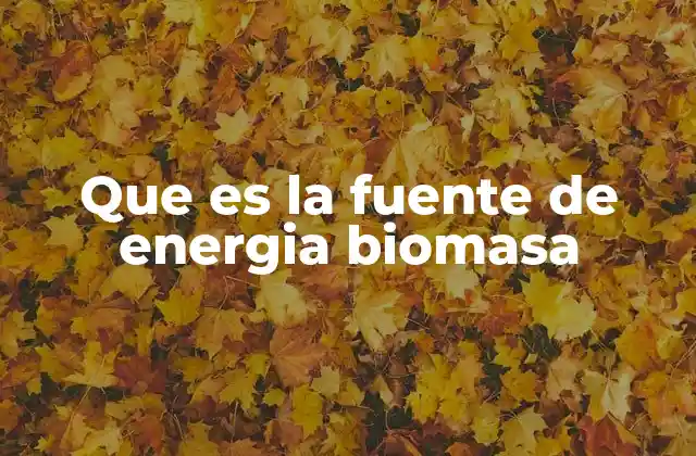 Que es la Fuente de Energia Biomasa