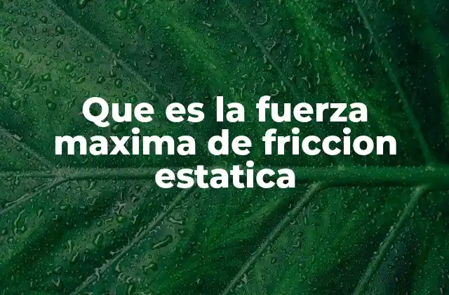 Que es la Fuerza Maxima de Friccion Estatica