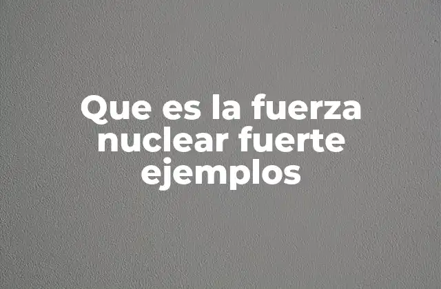 Que es la Fuerza Nuclear Fuerte Ejemplos