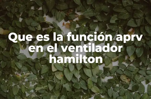 Que es la Función Aprv en el Ventilador Hamilton