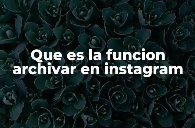 Que es la Funcion Archivar en Instagram