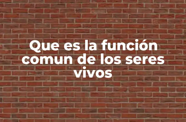 Que es la Función Comun de los Seres Vivos