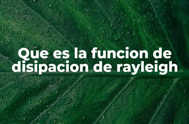 Que es la Funcion de Disipacion de Rayleigh