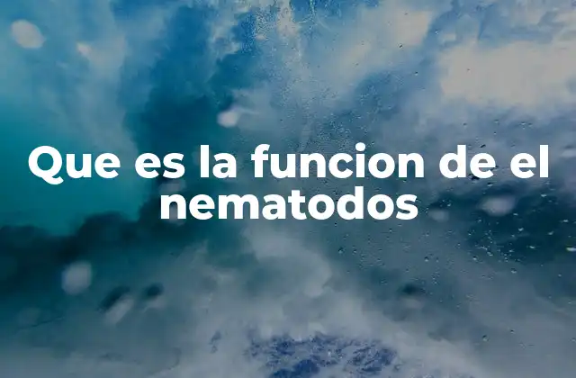 Que es la Funcion de el Nematodos