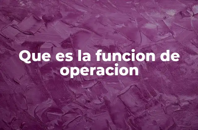 Que es la Funcion de Operacion
