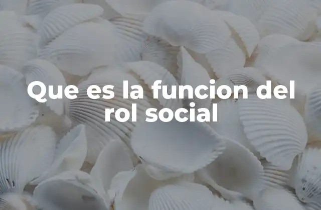 Que es la Funcion Del Rol Social