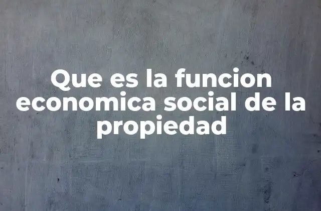 Que es la Funcion Economica Social de la Propiedad