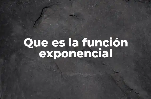 Que es la Función Exponencial