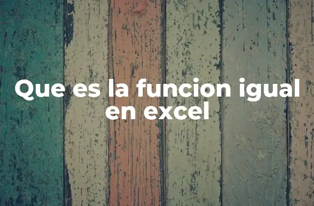Que es la Funcion Igual en Excel