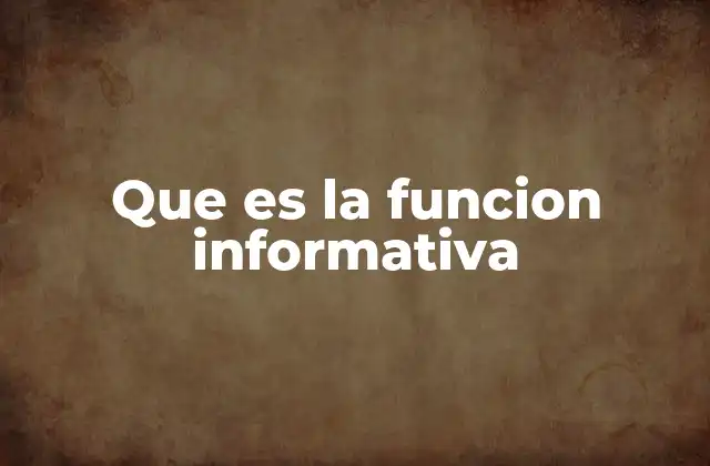 Que es la Funcion Informativa