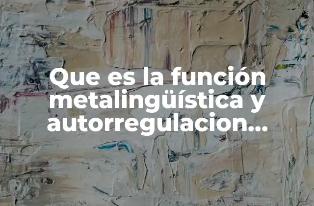 Que es la Función Metalingüística y Autorregulacion Ejemplos