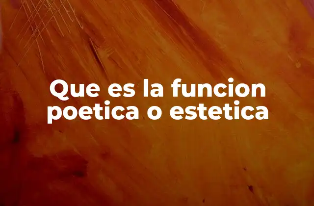 Que es la Funcion Poetica o Estetica