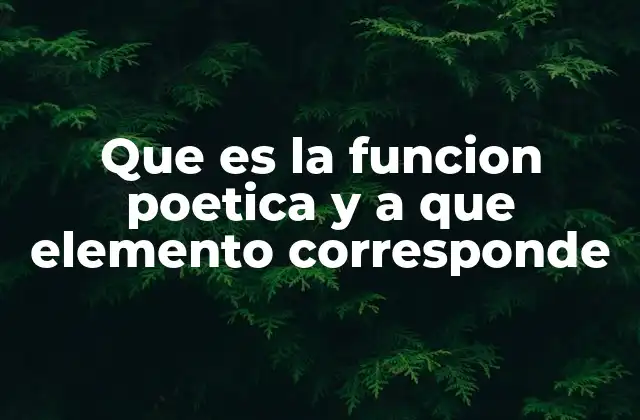 Que es la Funcion Poetica y a que Elemento Corresponde