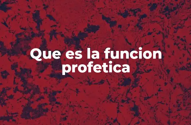 Que es la Funcion Profetica