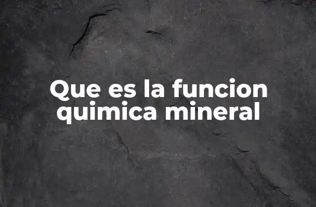 Que es la Funcion Quimica Mineral