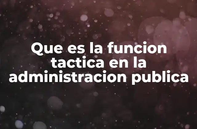 Que es la Funcion Tactica en la Administracion Publica
