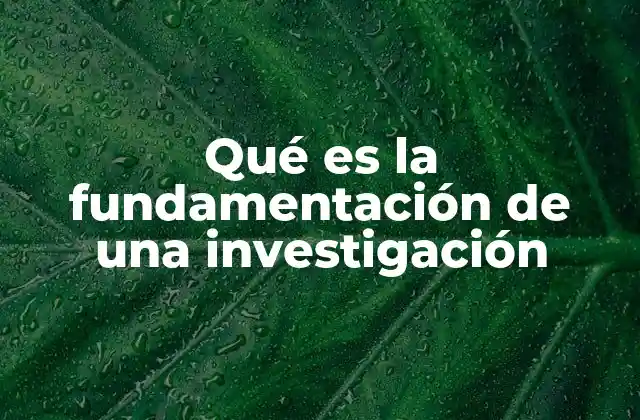 Qué es la Fundamentación de una Investigación
