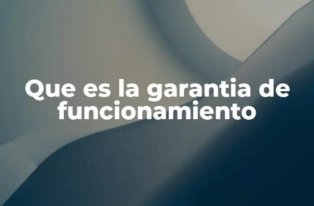 Que es la Garantia de Funcionamiento