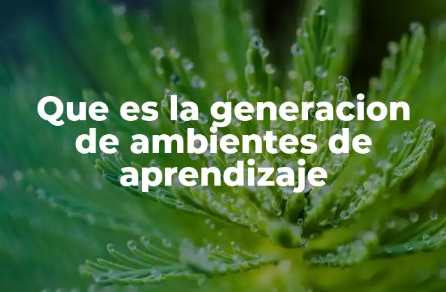 Que es la Generacion de Ambientes de Aprendizaje