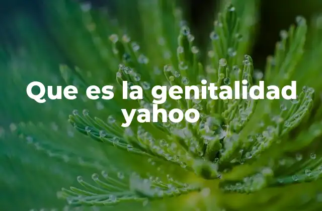 Que es la Genitalidad Yahoo
