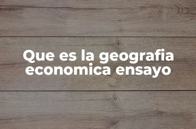 Que es la Geografia Economica Ensayo