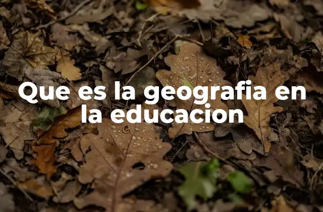 Que es la Geografia en la Educacion