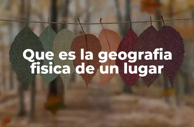 Que es la Geografia Fisica de un Lugar