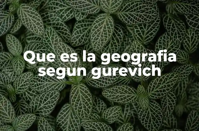 Que es la Geografia Segun Gurevich